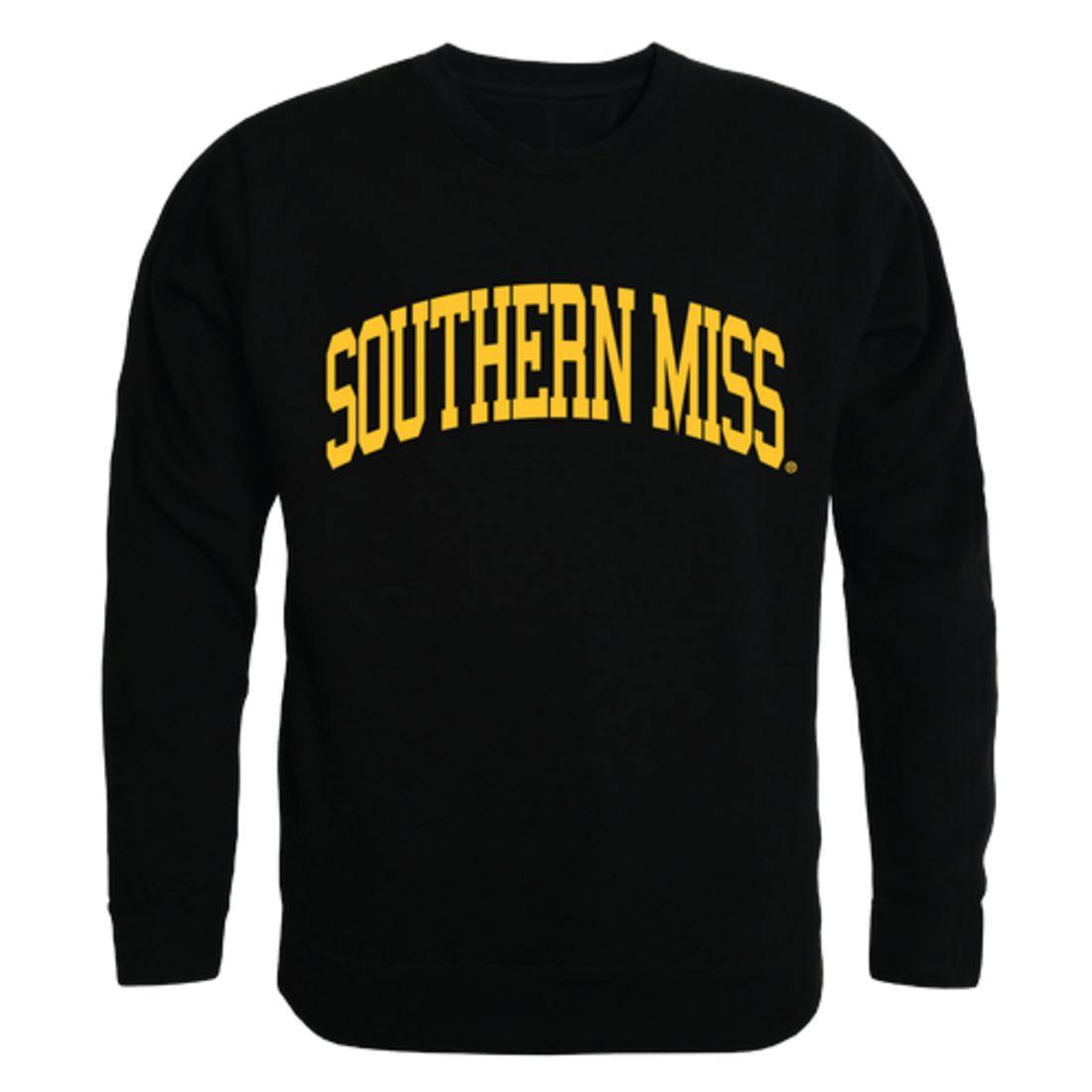 USM University of Southern Mississippi Golden Eagles Arch Crewneck Pullover Sweatshirt Sweater Black-Campus-Wardrobe