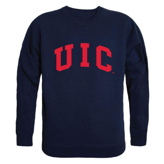 UIC University of Illinois at Chicago Flames Arch Crewneck Pullover Sweatshirt Sweater Navy-Campus-Wardrobe