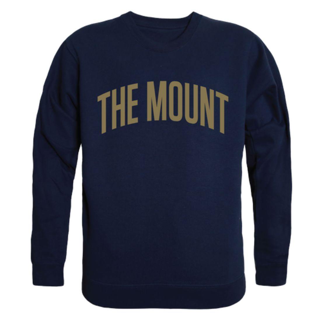 Mount St Mary's University Mountaineers Arch Crewneck Pullover Sweatshirt Sweater Navy-Campus-Wardrobe