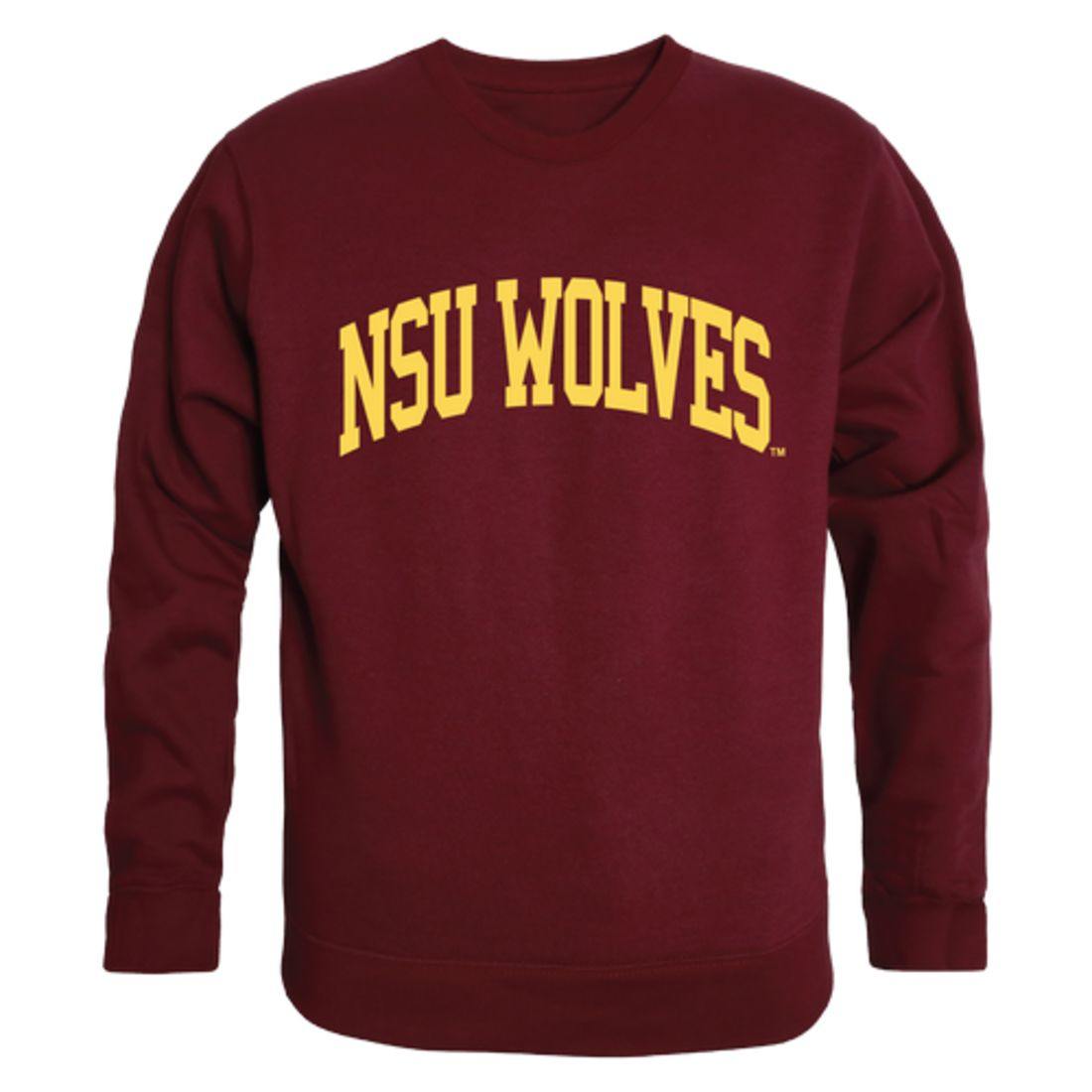 NSU Northern State University Wolves Arch Crewneck Pullover Sweatshirt Sweater Maroon-Campus-Wardrobe