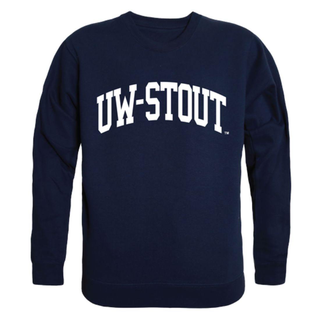 UW Stout University of Wisconsin Blue Devils Arch Crewneck Pullover Sweatshirt Sweater Navy-Campus-Wardrobe