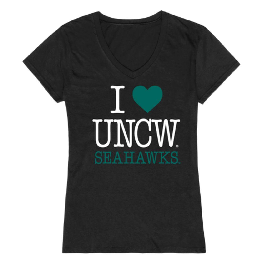 I Love UNCW University of North Carolina Wilmington Seahawks Womens T-Shirt-Campus-Wardrobe