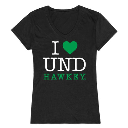 I Love UND University of North Dakota Fighting Hawks Womens T-Shirt-Campus-Wardrobe