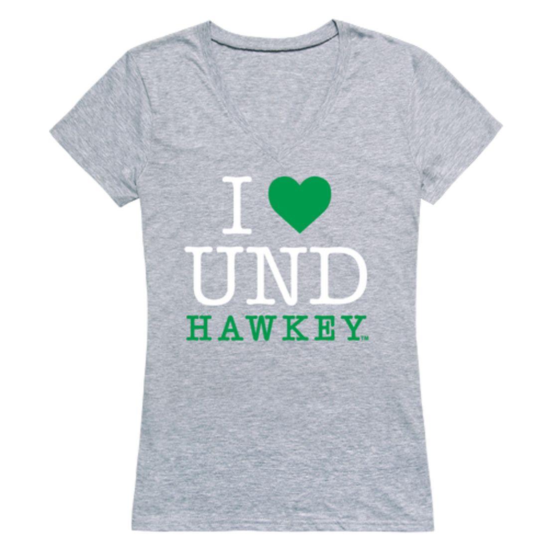 I Love UND University of North Dakota Fighting Hawks Womens T-Shirt-Campus-Wardrobe