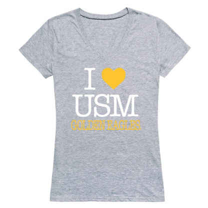 I Love USM University of Southern Mississippi Golden Eagles Womens T-Shirt-Campus-Wardrobe