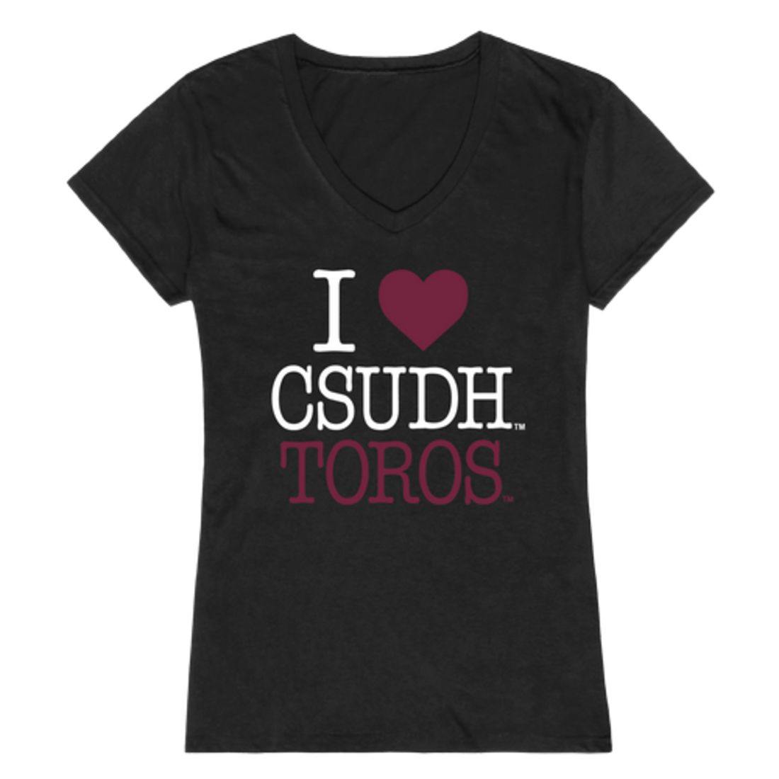 I Love CSUDH California State University Dominguez Hills Toros Womens T-Shirt-Campus-Wardrobe