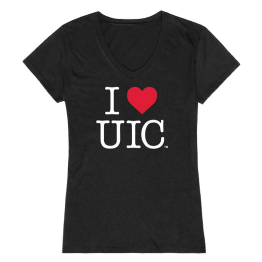 I Love UIC University of Illinois at Chicago Flames Womens T-Shirt-Campus-Wardrobe