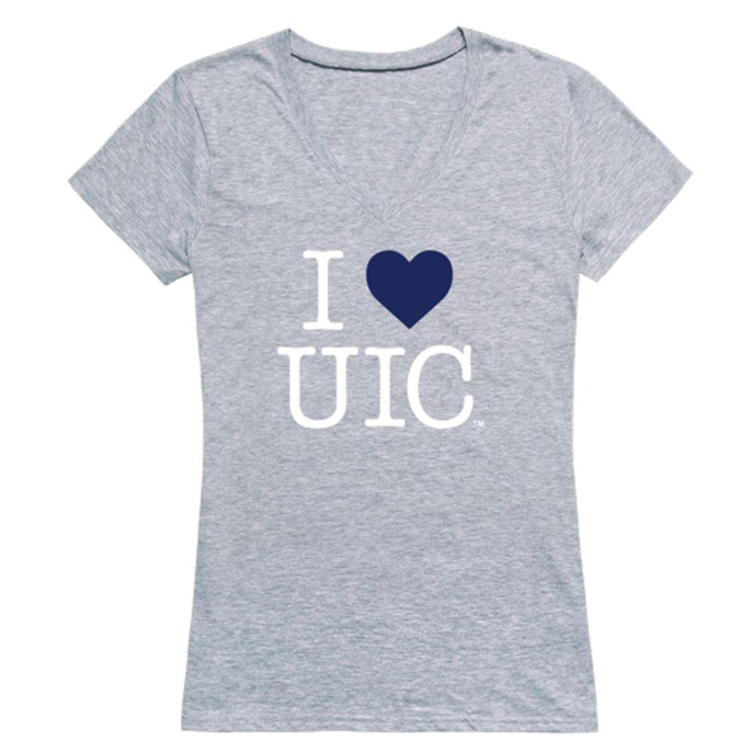 I Love UIC University of Illinois at Chicago Flames Womens T-Shirt-Campus-Wardrobe