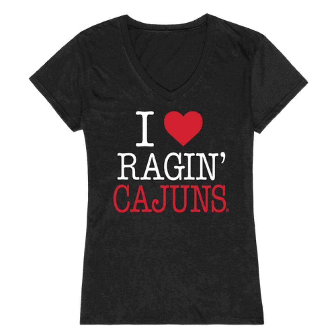I Love UL University of Louisiana at Lafayette Ragin' Cajuns Womens T-Shirt-Campus-Wardrobe
