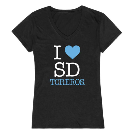 I Love USD University of San Diego Toreros Womens T-Shirt-Campus-Wardrobe