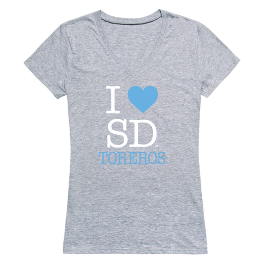 I Love USD University of San Diego Toreros Womens T-Shirt-Campus-Wardrobe