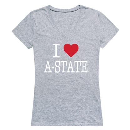 I Love Arkansas State University A-State Red Wolves Womens T-Shirt-Campus-Wardrobe