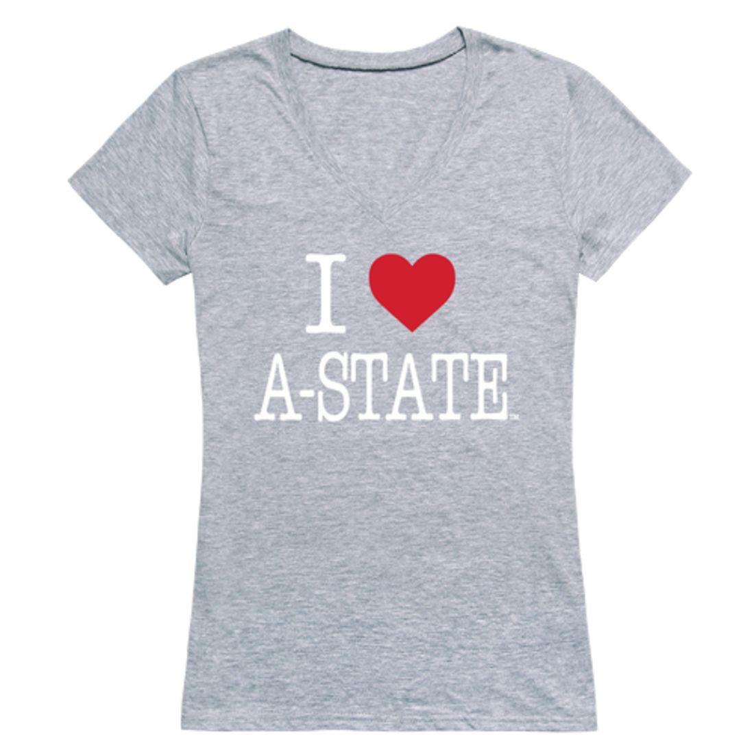 I Love Arkansas State University A-State Red Wolves Womens T-Shirt-Campus-Wardrobe