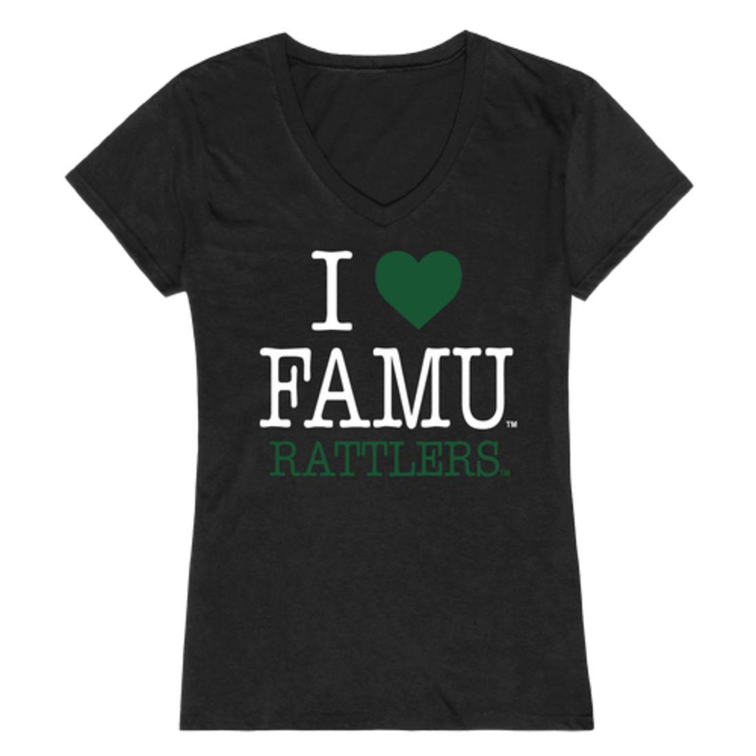 I Love FAMU Florida A&M University Rattlers Womens T-Shirt-Campus-Wardrobe