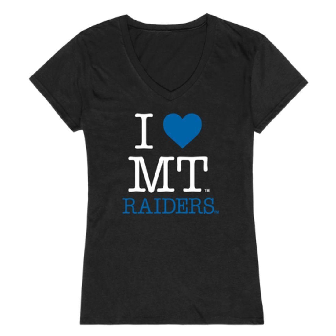 I Love MTSU Middle Tennessee State University Blue Raiders Womens T-Shirt-Campus-Wardrobe