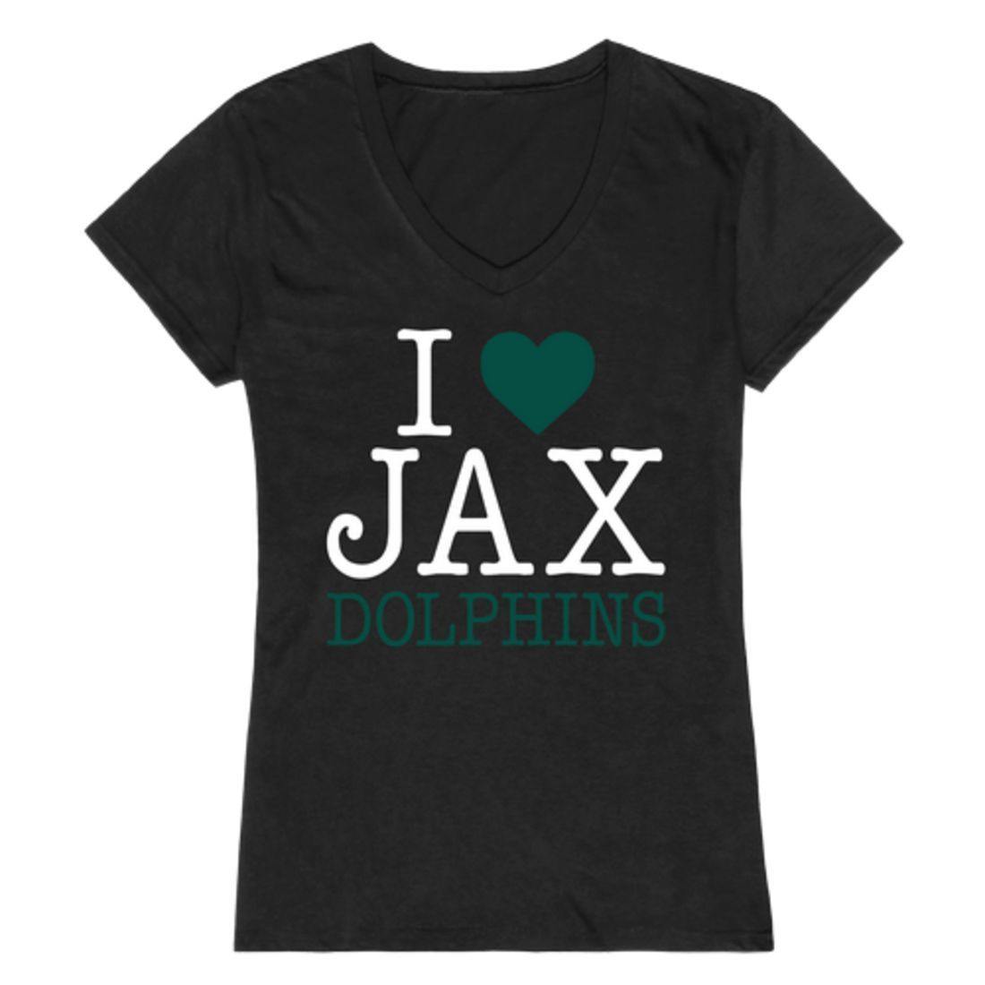 I Love JU Jacksonville University Dolphin Womens T-Shirt-Campus-Wardrobe
