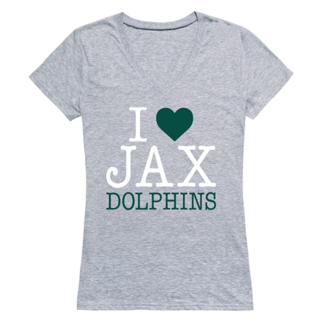 I Love JU Jacksonville University Dolphin Womens T-Shirt-Campus-Wardrobe