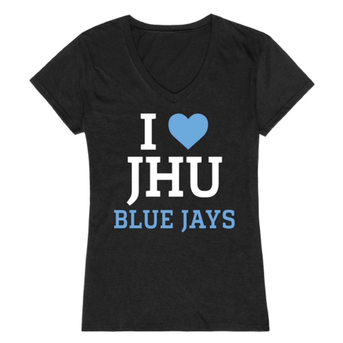 I Love JHU Johns Hopkins University Blue Jays Womens T-Shirt-Campus-Wardrobe