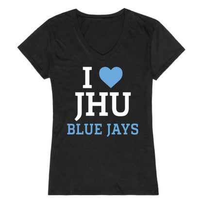 I Love JHU Johns Hopkins University Blue Jays Womens T-Shirt-Campus-Wardrobe