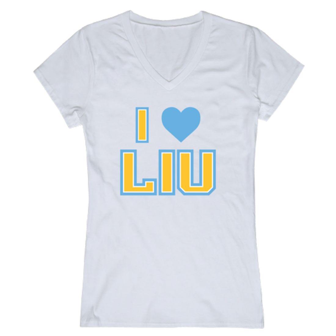 I Love LIU Long Island University Post Pioneers Womens T-Shirt-Campus-Wardrobe