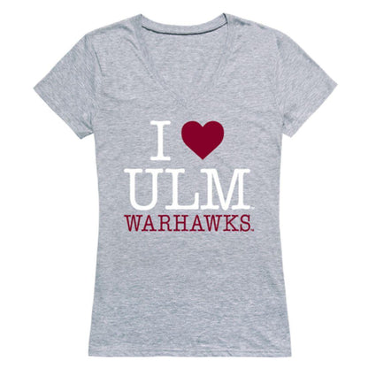 I Love ULM University of Louisiana Monroe Warhawks Womens T-Shirt-Campus-Wardrobe