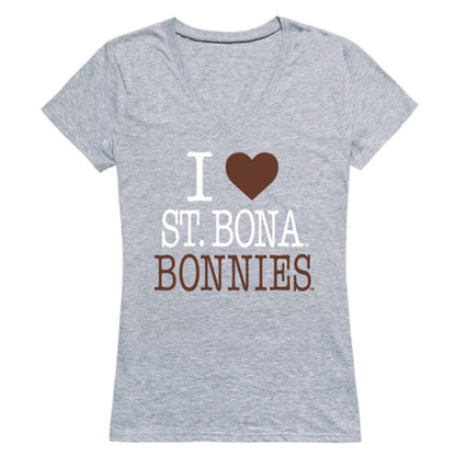 I Love SBU St. Bonaventure University Bonnies Womens T-Shirt-Campus-Wardrobe