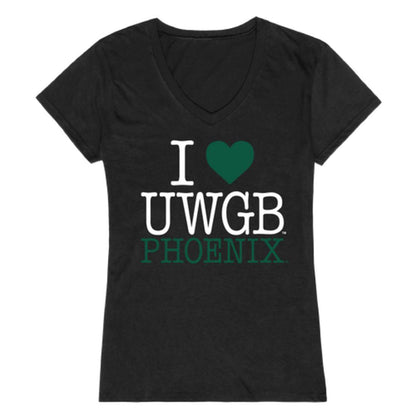 I Love UWGB University of Wisconsin-Green Bay Phoenix Womens T-Shirt-Campus-Wardrobe