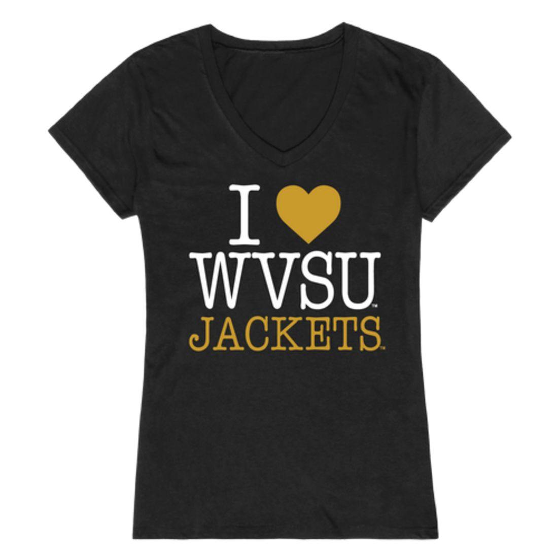 I Love WVSU West Virginia State University Yellow Jackets Womens T-Shirt-Campus-Wardrobe