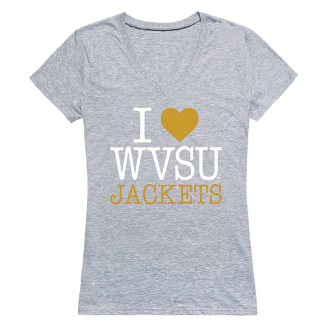 I Love WVSU West Virginia State University Yellow Jackets Womens T-Shirt-Campus-Wardrobe