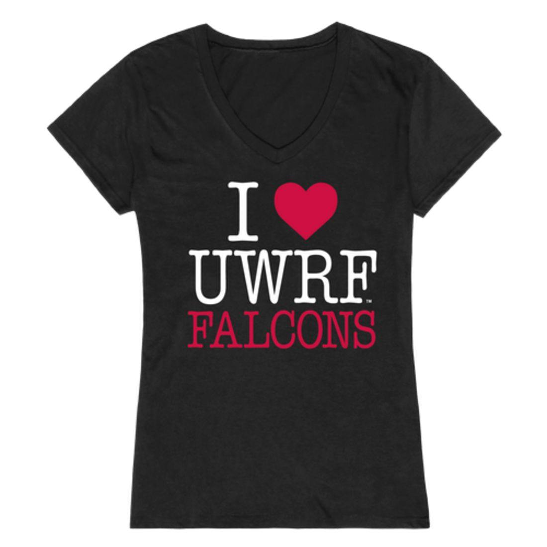 I Love UWRF University of Wisconsin River Falls Falcons Womens T-Shirt-Campus-Wardrobe