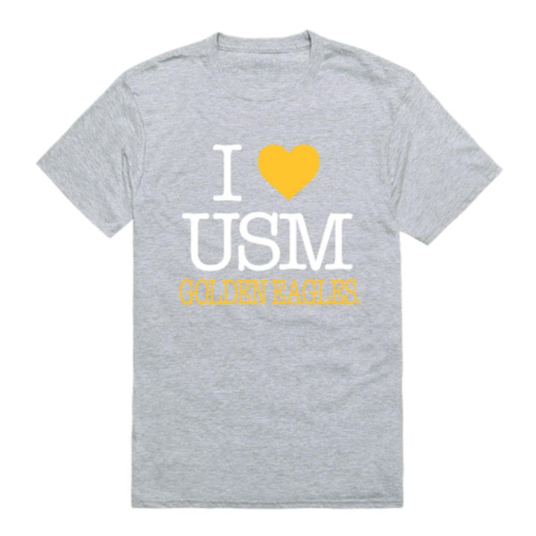 I Love USM University of Southern Mississippi Golden Eagles T-Shirt-Campus-Wardrobe