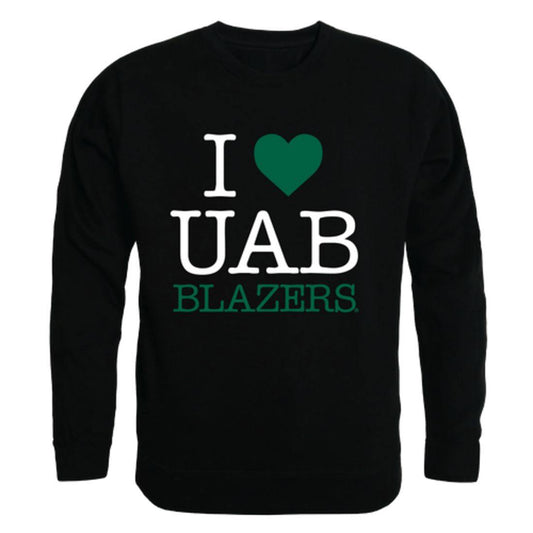 I Love UAB University of Alabama at Birmingham Blazers Crewneck Pullover Sweatshirt Sweater-Campus-Wardrobe
