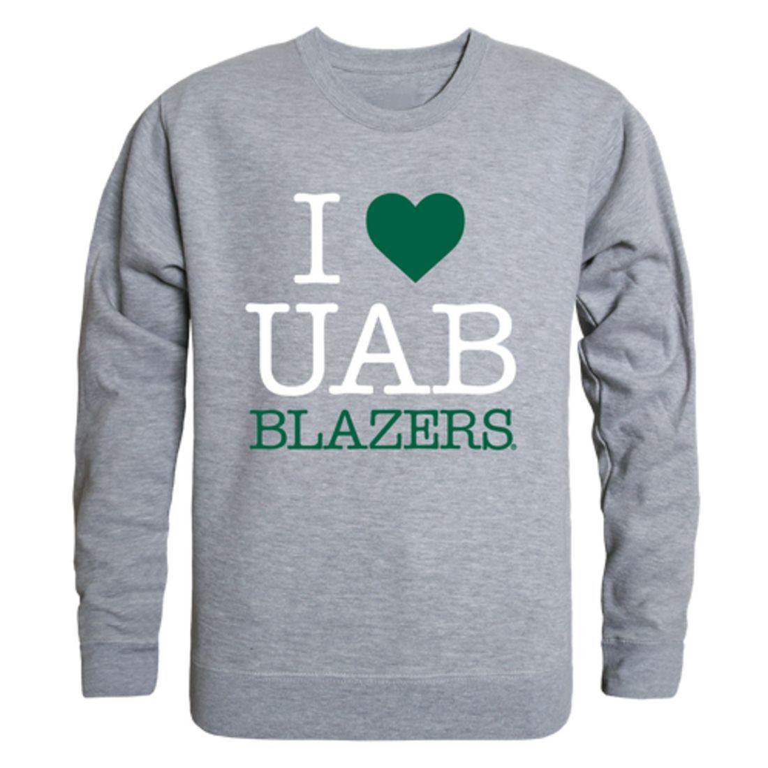 I Love UAB University of Alabama at Birmingham Blazers Crewneck Pullover Sweatshirt Sweater-Campus-Wardrobe