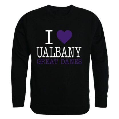 I Love UAlbany University at Albany The Great Danes Crewneck Pullover Sweatshirt Sweater-Campus-Wardrobe