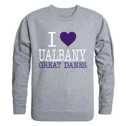 I Love UAlbany University at Albany The Great Danes Crewneck Pullover Sweatshirt Sweater-Campus-Wardrobe
