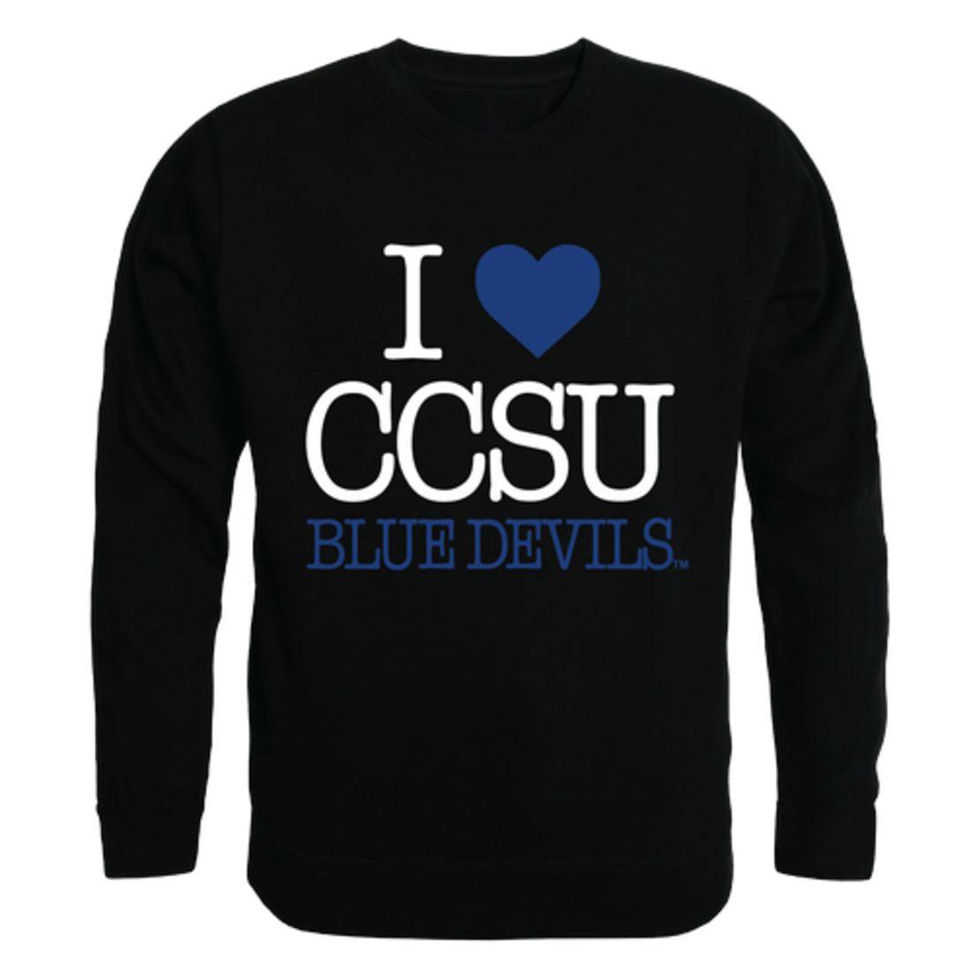 I Love CCSU Central Connecticut State University Blue Devils Crewneck Pullover Sweatshirt Sweater-Campus-Wardrobe