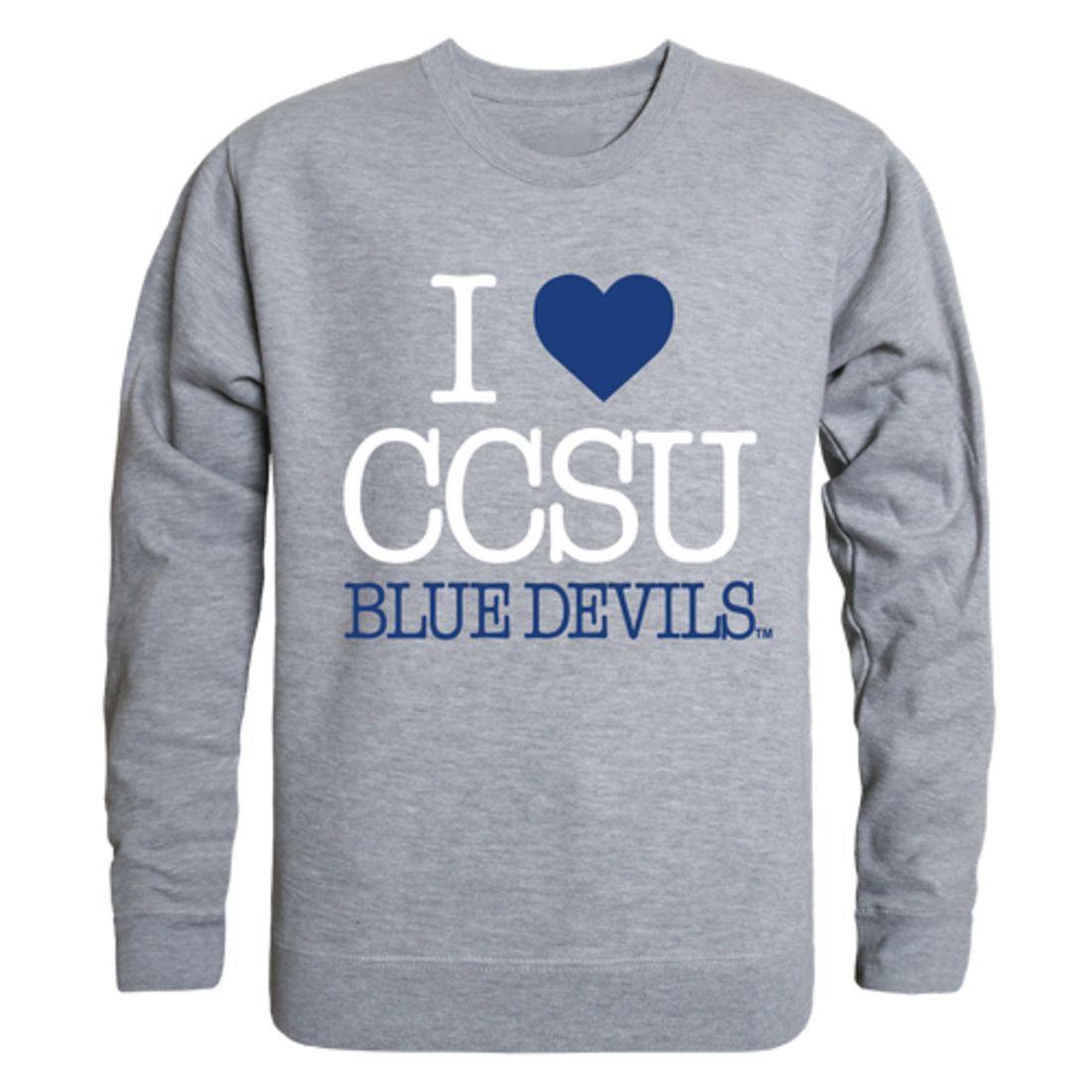 I Love CCSU Central Connecticut State University Blue Devils Crewneck Pullover Sweatshirt Sweater-Campus-Wardrobe