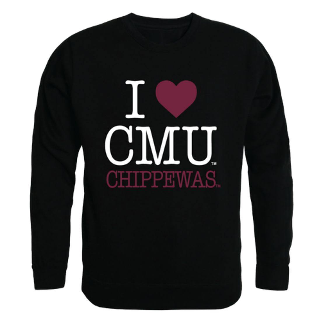 I Love CMU Central Michigan University Chippewas Crewneck Pullover Sweatshirt Sweater-Campus-Wardrobe