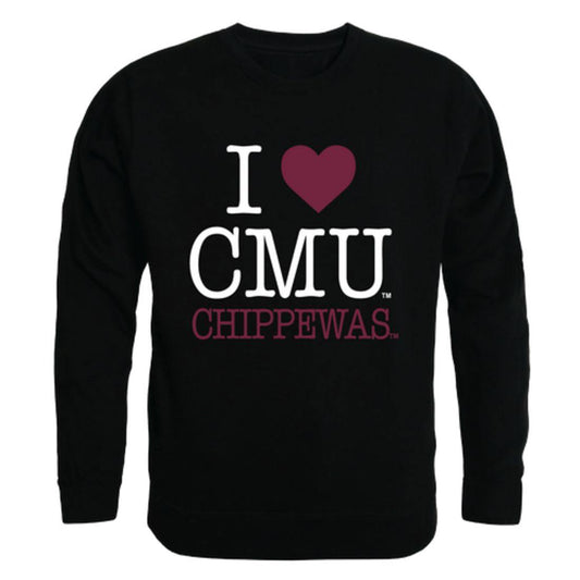 I Love CMU Central Michigan University Chippewas Crewneck Pullover Sweatshirt Sweater-Campus-Wardrobe
