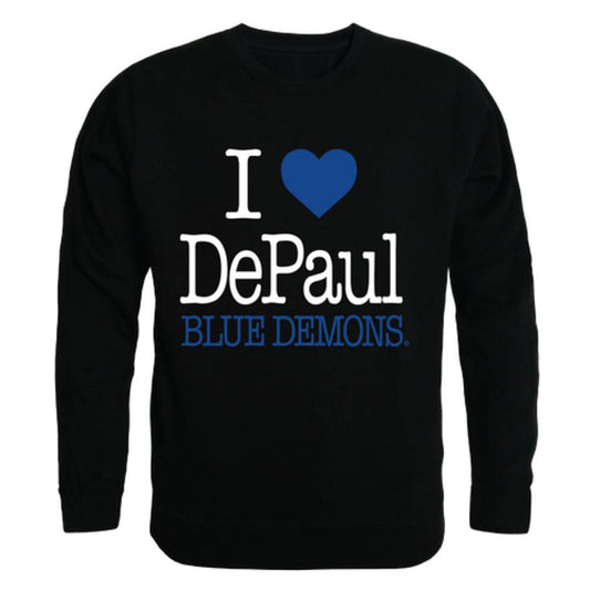 I Love DePaul University Blue Demons Crewneck Pullover Sweatshirt Sweater-Campus-Wardrobe