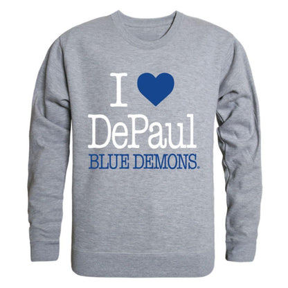 I Love DePaul University Blue Demons Crewneck Pullover Sweatshirt Sweater-Campus-Wardrobe