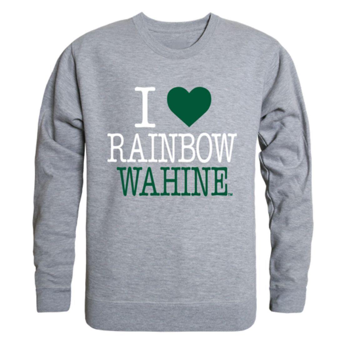 I Love University of Hawaii Rainbow Rainbow Warriors Crewneck Pullover Sweatshirt Sweater-Campus-Wardrobe