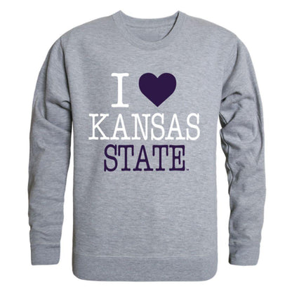 I Love KSU Kansas State University Wildcats Crewneck Pullover Sweatshirt Sweater-Campus-Wardrobe