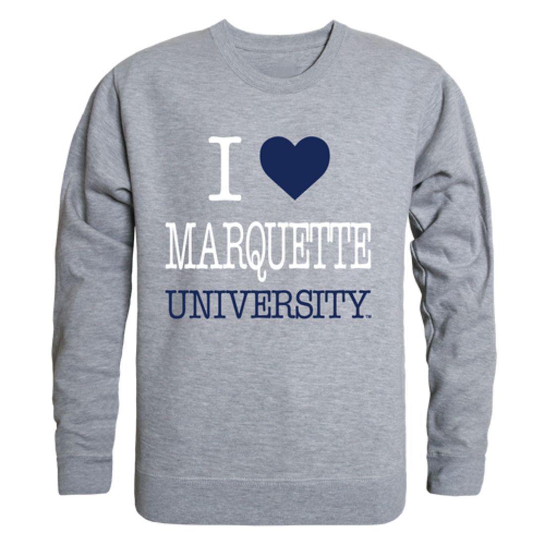 I Love Marquette University Golden Eagles Crewneck Pullover Sweatshirt Sweater-Campus-Wardrobe