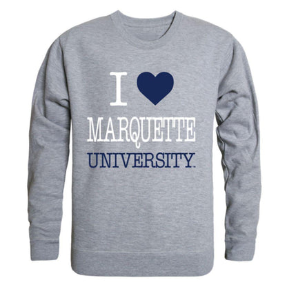 I Love Marquette University Golden Eagles Crewneck Pullover Sweatshirt Sweater-Campus-Wardrobe
