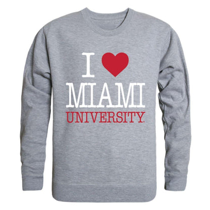 I Love Miami University RedHawks Crewneck Pullover Sweatshirt Sweater-Campus-Wardrobe