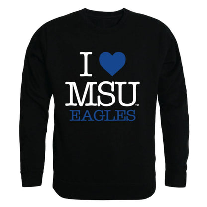 I Love MSU Morehead State University Eagles Crewneck Pullover Sweatshirt Sweater-Campus-Wardrobe