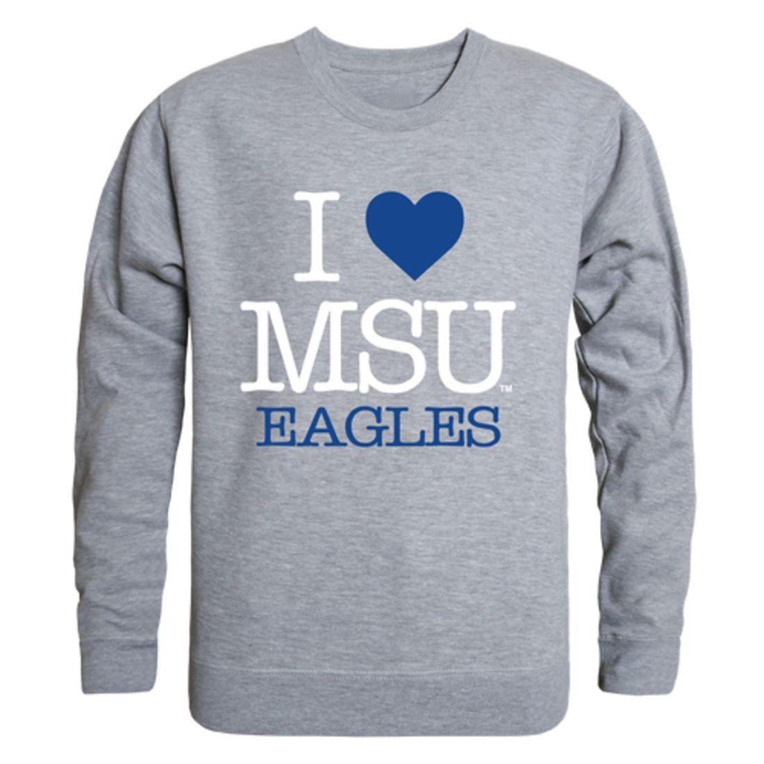 I Love MSU Morehead State University Eagles Crewneck Pullover Sweatshirt Sweater-Campus-Wardrobe