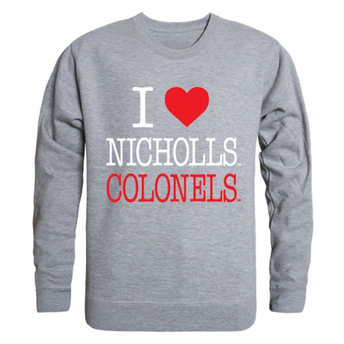 I Love Nicholls State University Colonels Crewneck Pullover Sweatshirt Sweater-Campus-Wardrobe