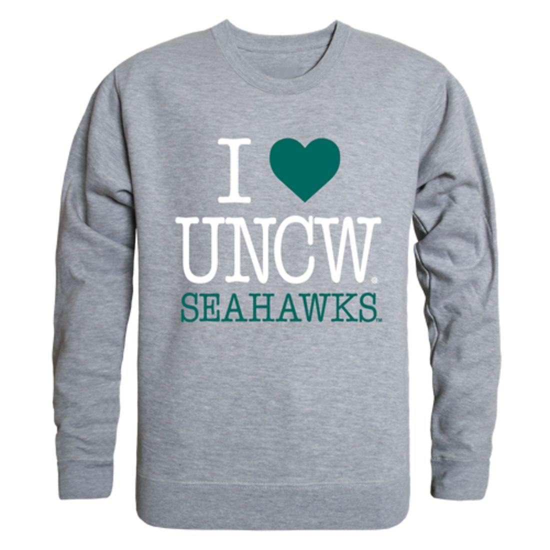 I Love UNCW University of North Carolina Wilmington Seahawks Crewneck Pullover Sweatshirt Sweater-Campus-Wardrobe